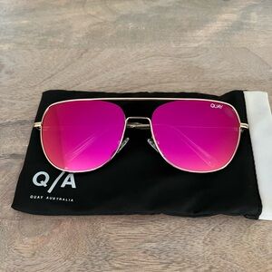 Quay Australia Running Riot Gold and Pink Sunglasses